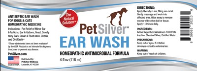 PetSilver EAR WASH 4 oz 5.5X2.jpg PetSilver Ear Wash 4 oz - PetSilver EAR WASH 4 oz 5.5X2